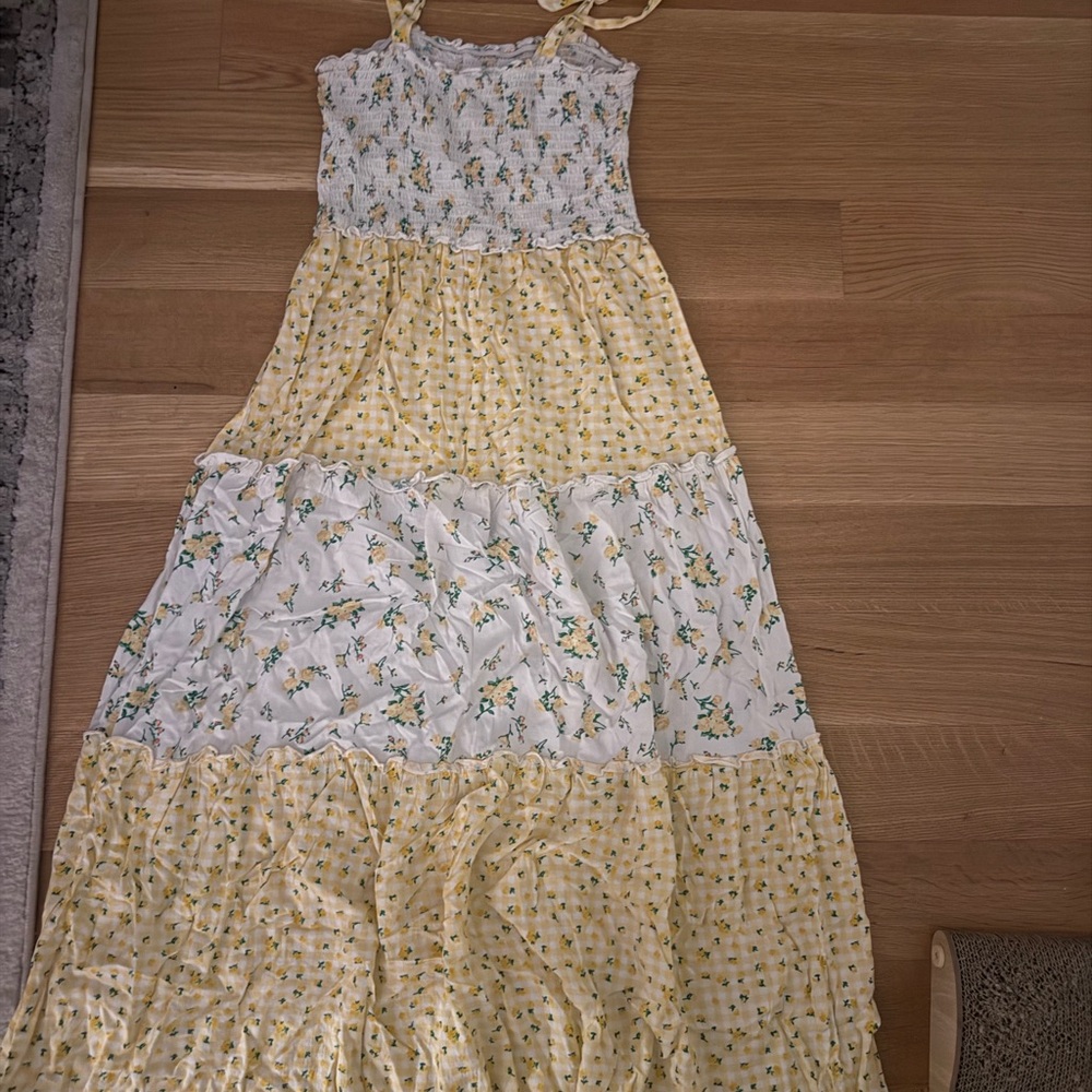 Floral Yellow and White Maxi Dress